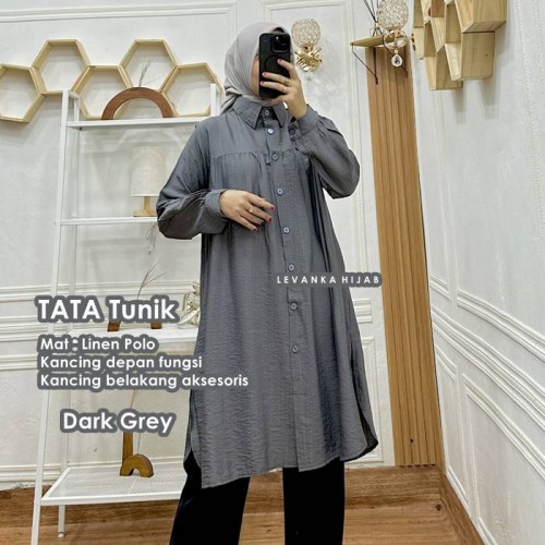 Tata-003 TATA Tunik Kancing Linen Polo